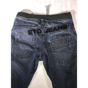 ETO Jeans Men's Comfy Dark Blue Pieced Denim Rippled Jogger Pants